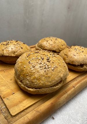Una foto de Pan de hamburguesa de calabaza