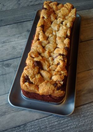 Une photo de Crumble cake poire & chocolat