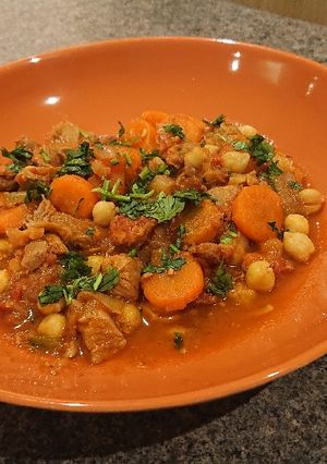 A picture of Diced Turkey with Chorizo and Chickpeas.