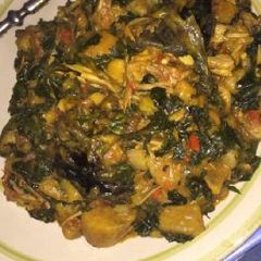 A picture of Plantain porriage with vegetable.