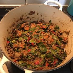 A picture of Green lentil curry for babies & adults.
