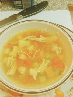 A picture of Chicken and vegetable soup.