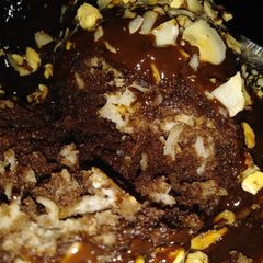 A picture of Fudgy Almond Joy Stuffed Bundt Cake.