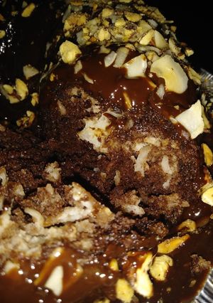 A picture of Fudgy Almond Joy Stuffed Bundt Cake.