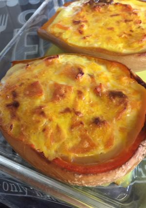 Une photo de Courge butternut farcies à la truite fumée
