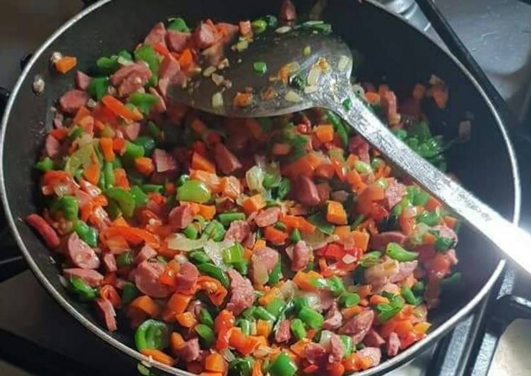 Step-by-Step Guide to Prepare Awsome Stir fry Sausage and veggies | Quick Recipe For Collage Students