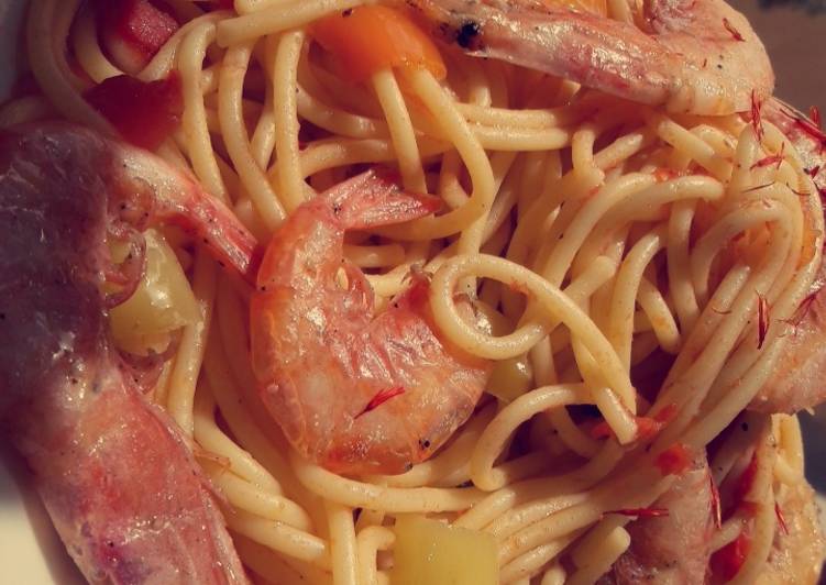 La Recette Pas à Pas Spaghetti aux crevettes