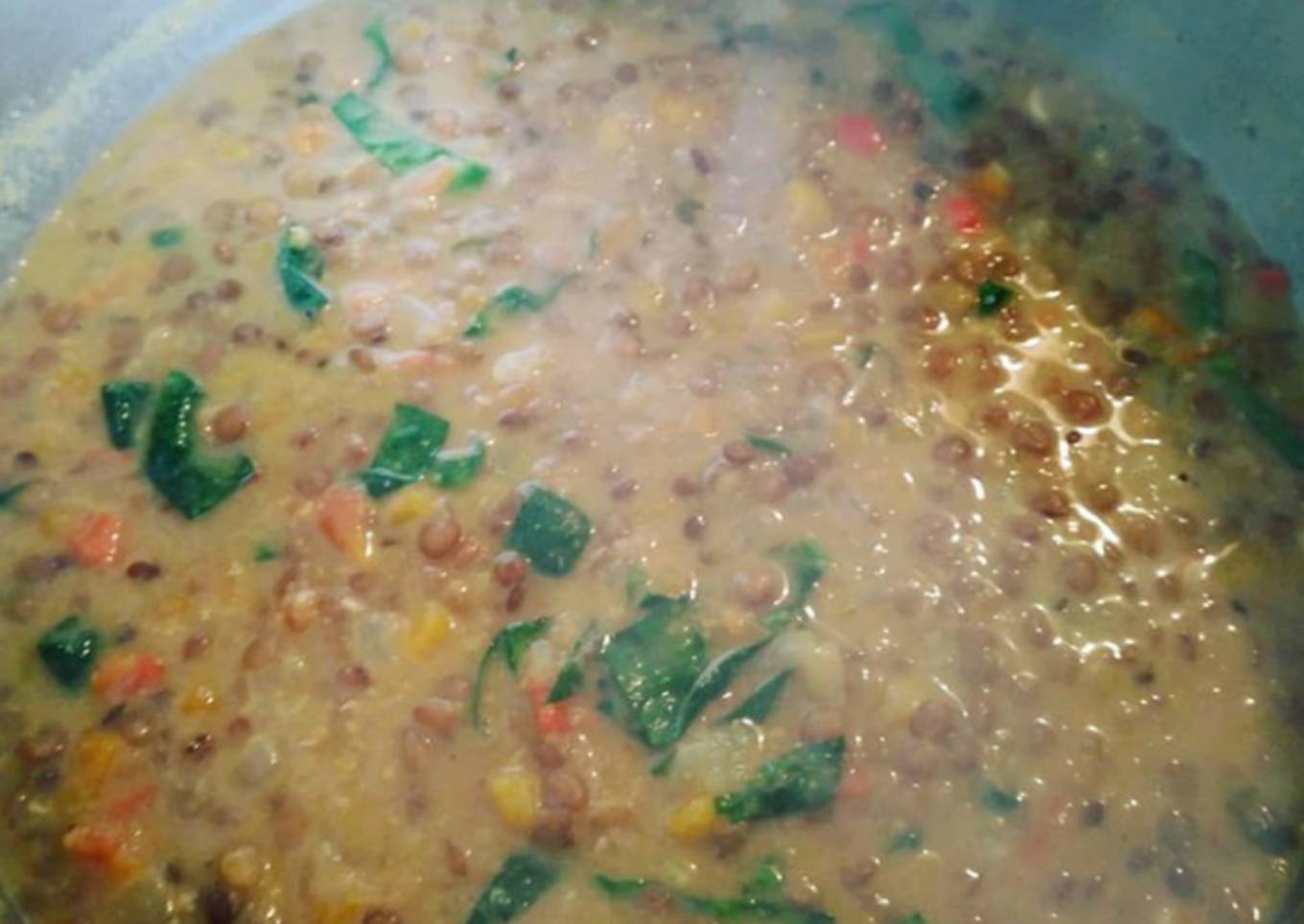 Lentejas al curry con espinacas🥬