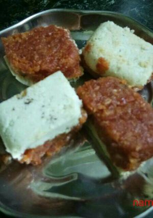A picture of Gajrela mawa barfi.