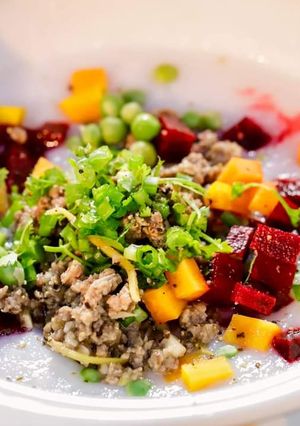 Hình của món Cháo bò đậu hà lan.