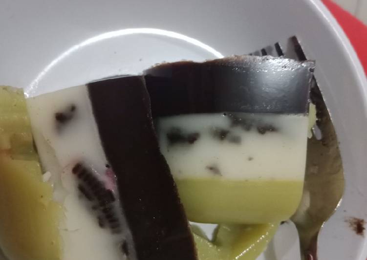 Resep masakan Pudding oreo green teh | Langkah Membuat Pudding oreo green teh Yang Enak Banget