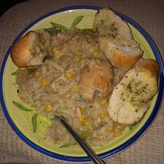 A picture of Chicken casserole cooked in slow cooker.