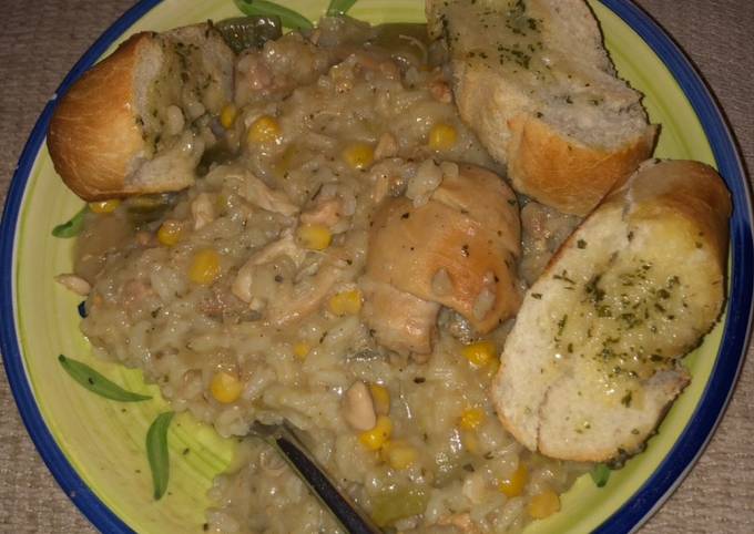 Chicken casserole cooked in slow cooker