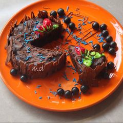 A picture of #Baking Chocolate cake with chocolate tree bark structure.