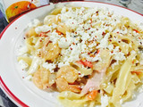 Pasta blanca con camarones 