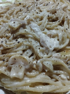 Una foto de Fideos con salsa Tetrazzini (versión 2) FÁCIL Y DELICIOSA