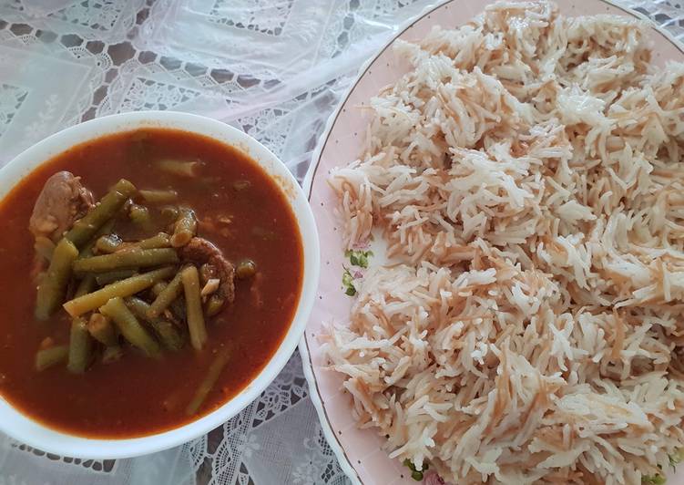 فاصولية خضراء مع رز بالشعيرية