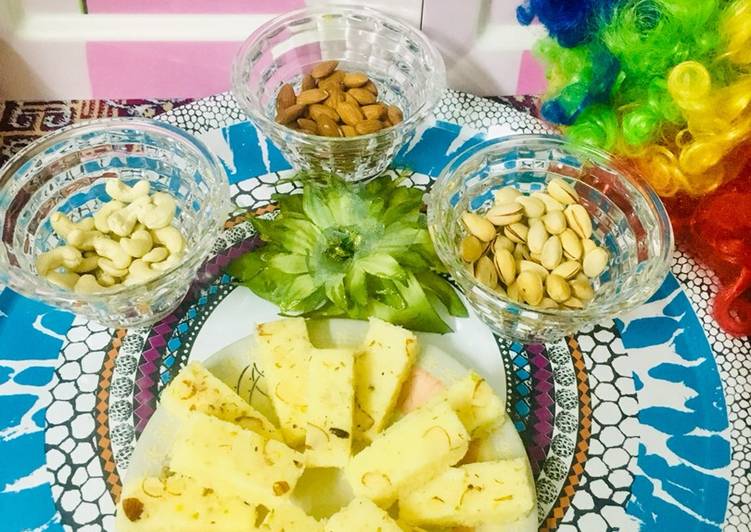 Recipe of Homemade Khoya Khopra Barfi