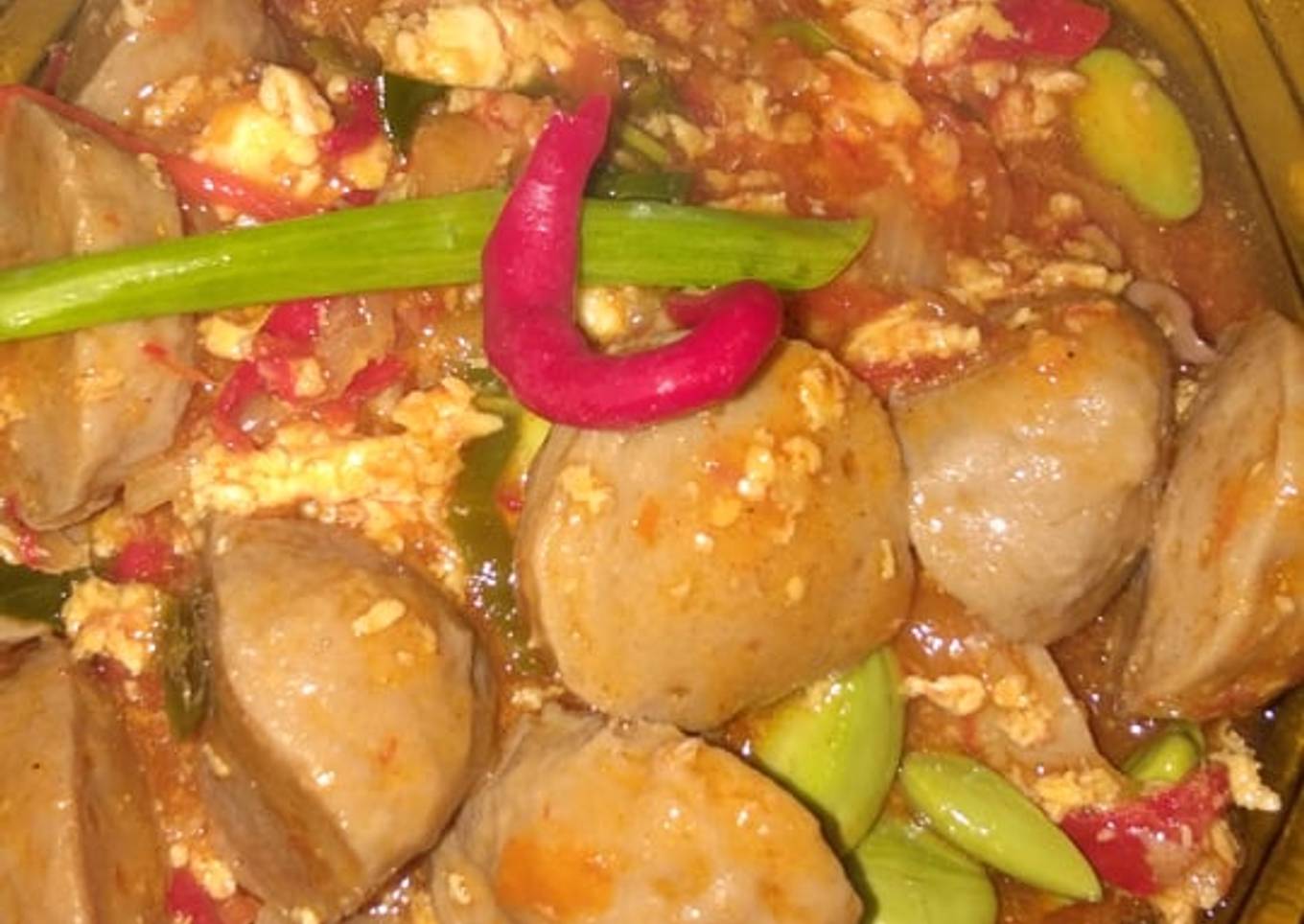 Bakso pete telur rica-rica