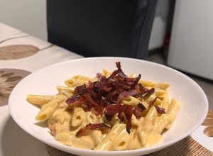 O poză a rețetei Penne cu Bacon și Roșii.