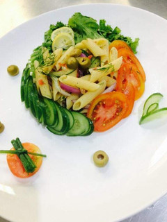 A picture of Penne Pasta salad.