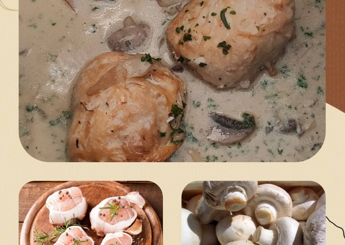 Paupiettes de dinde, crème et champignons au cookeo