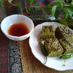A picture of Moringa powder dhokla.