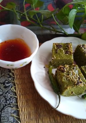 A picture of Moringa powder dhokla.