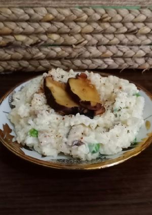 Foto resep Risotto Jamur_Creamy Mushroom Risotto (dari nasi semalam)