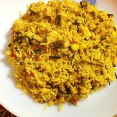 A picture of Methi Corn Pilaf.