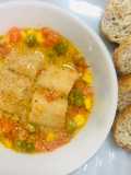 Creamy Fish (with Corn, Carrots and Peas) with Dipping Bread