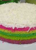 Rainbow cake kukus ekonomis takaran sendok