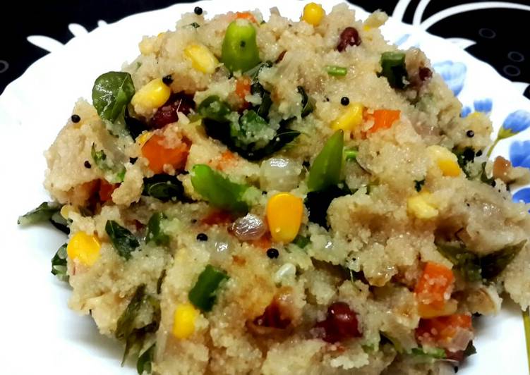 Rava Upma with corn and vegetables