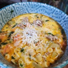 A picture of Creamy Spicy Italian Sausage Soup.