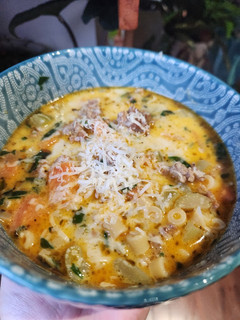 A picture of Creamy Spicy Italian Sausage Soup.