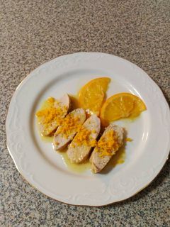 Una foto de Solomillo de pavo flameado a la naranja con cointreau