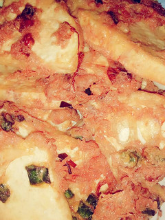 A picture of Simple way of frying yam with egg.