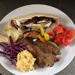 A picture of Homemade donner and chicken kebab with all the trimmings 😋.