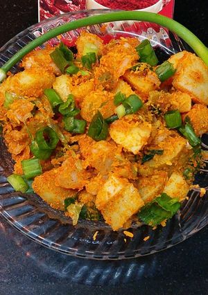 A picture of Spring Onion Poriyal/Spring Onion Stir Fry.