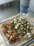 Pechuga de pollo al champi&verdeo con papas tostadas