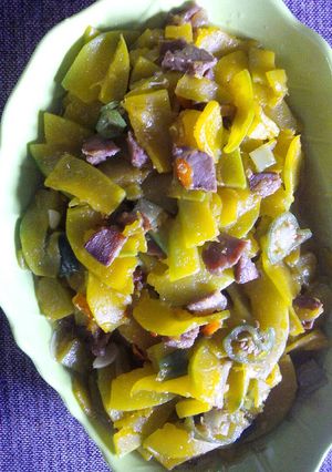 Foto resep Tumis labu kuning cincang daging cabe bendot