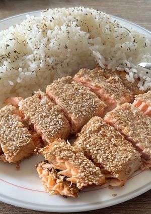 Foto principal de Salmón a la mostaza con sésamo en airfryer