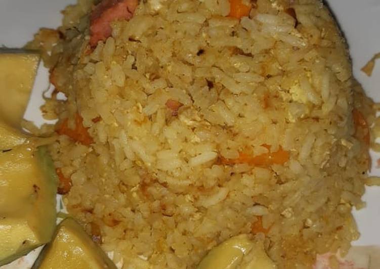 Sausage and carrots curry fried rice