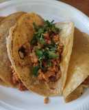 Tacos de Soya con chorizo y tocino