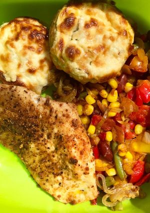 Töltött gomba, Mexican zöldségkeverék és csirkemell 🐥🍄🧀🍴 recept fotója