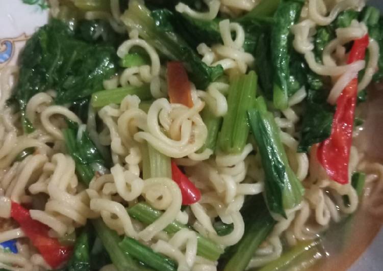 Resep Oseng sawi mie Anti Gagal