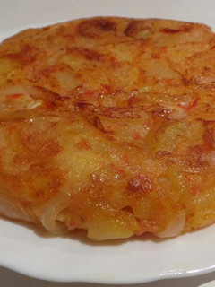Una foto de Tortilla de Patata sin huevo #recetasdeverano