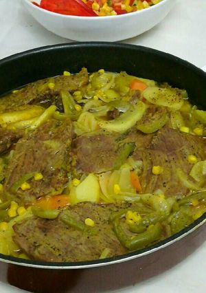 صورة لوصفة ستيك بالخضار