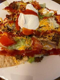 A picture of Loaded nachos.