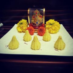 A picture of Kesar Mawa Modak.